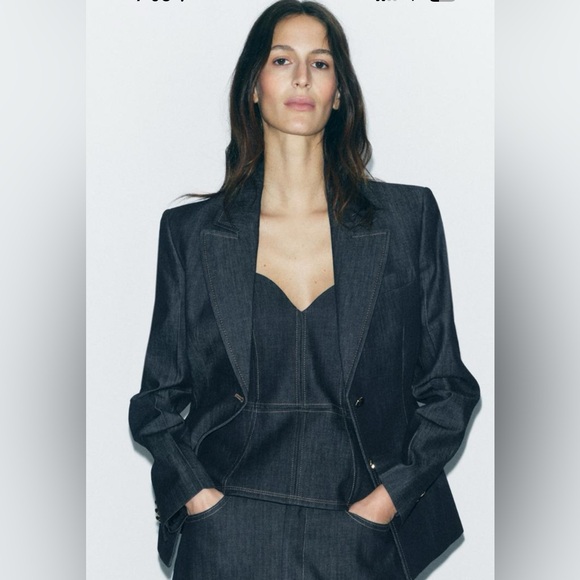 Zara Denim Blazer ZW collection, NWT, M - Picture 4 of 11